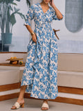 Prettyswomen- Floral Print Split Long Dress