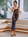 Prettyswomen- Midnight Garden Floral Cami Long Dress