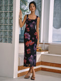 Prettyswomen- Midnight Garden Floral Cami Long Dress