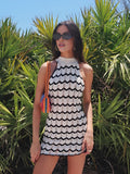 Prettyswomen- Chevron Pattern Halter Short Sweater Dress