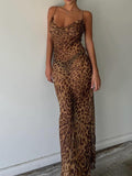 Prettyswomen- Chiffon Leopard Print Cami Long Dress