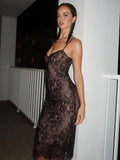 Prettyswomen- Sexy Lace Strap Midi Dress