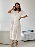 Prettyswomen- Sweetheart Textured Knotted Midi Dress