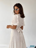 Prettyswomen- Sweetheart Textured Knotted Midi Dress