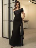 Prettyswomen- Off-Shoulder Knotted Slim Long Dress