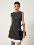 Prettyswomen- Sleeveless Contrast Ruffle Hem Short Dress