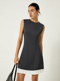 Prettyswomen- Sleeveless Contrast Ruffle Hem Short Dress