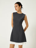 Prettyswomen- Sleeveless Contrast Ruffle Hem Short Dress