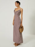 Prettyswomen- Stripe Low Cut Slim Long Dress