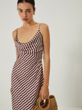 Prettyswomen- Stripe Low Cut Slim Long Dress