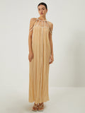 Prettyswomen- Draped Halterneck Backless Long Dress