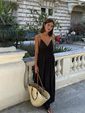 Prettyswomen- Backless Drawstring Cami Long Dress