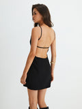 Prettyswomen- Backless Halter Key-Hole Short Dress