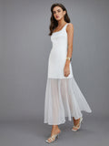 Prettyswomen- Sheer Overlay Long Dress