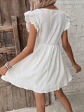 Prettyswomen- V Neck Ruffle Short Dress