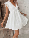 Prettyswomen- V Neck Ruffle Short Dress