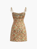 Prettyswomen- Floral Tie Front A Line Dress