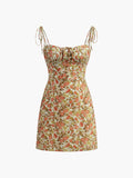 Prettyswomen- Floral Tie Front A Line Dress