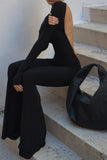 Prettyswomen Black Backless Wide Leg Jumpsuits