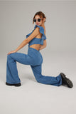 Prettyswomen Blue Ruffled Cutout Jumpsuits