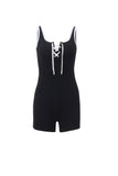 Prettyswomen Contrast Crisscross TIe-up Bodycon Rompers