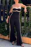 Prettyswomen Contrast Spaghetti Straps Jumpsuits