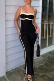 Prettyswomen Contrast Spaghetti Straps Jumpsuits