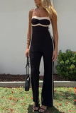 Prettyswomen Contrast Spaghetti Straps Jumpsuits