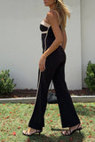 Prettyswomen Contrast Spaghetti Straps Jumpsuits