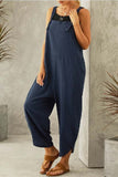 Prettyswomen Cotton Solid Color Strappy Jumpsuit