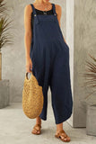 Prettyswomen Cotton Solid Color Strappy Jumpsuit