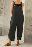 Prettyswomen Cotton Solid Color Strappy Jumpsuit