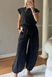 Prettyswomen Cutout Sleeveless Drawstring Long Pants Jumpsuits