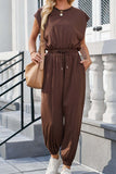 Prettyswomen Cutout Sleeveless Drawstring Long Pants Jumpsuits