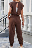 Prettyswomen Cutout Sleeveless Drawstring Long Pants Jumpsuits