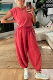 Prettyswomen Cutout Sleeveless Drawstring Long Pants Jumpsuits