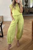 Prettyswomen Cutout Sleeveless Drawstring Long Pants Jumpsuits