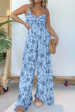 Prettyswomen Floral Sleeveless V Neck Wide Leg Jumpsuit