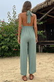 Prettyswomen Green Tie-back Cutout High Waist Jumpsuits