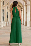 Prettyswomen Halter Tie-Front Pleated Wide Leg Jumpsuits