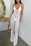 Prettyswomen Lace Halterneck Tie-up Jumpsuits