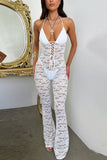 Prettyswomen Lace Halterneck Tie-up Jumpsuits