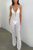 Prettyswomen Lace Halterneck Tie-up Jumpsuits