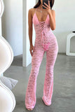 Prettyswomen Lace Halterneck Tie-up Jumpsuits