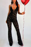 Prettyswomen Lace Halterneck Tie-up Jumpsuits