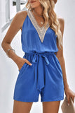 Prettyswomen Lacework V Neck Tie-waist Rompers