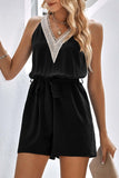 Prettyswomen Lacework V Neck Tie-waist Rompers