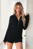 Prettyswomen Lapel Button-Front Knitted Rompers