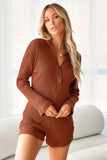 Prettyswomen Lapel Button-Front Knitted Rompers