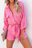 Prettyswomen Long Sleeve Tie-waist Shirt Rompers